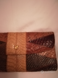 Pochette in vera pelle di rettile