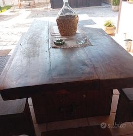 Tavolo in teck massiccio 2,10 mt x 1,00 mt e panch