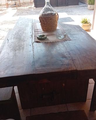 Tavolo in teck massiccio 2,10 mt x 1,00 mt e panch
