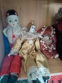 Tris Bambole Pierrot Vintage - 2 Grandi + 1 Piccol