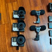 Tre GoPro Hero 4 Black con numerosi accessori