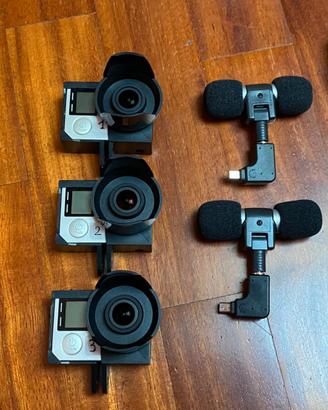 Tre GoPro Hero 4 Black con numerosi accessori