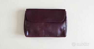 Elegante borsa clutch vintage bordeaux vera pelle 
