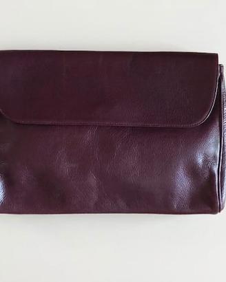 Elegante borsa clutch vintage bordeaux vera pelle 