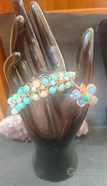 bracciale+anello agata, cristalli,vetro,ottone