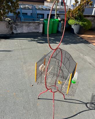 Porta gabbie uccellini + vaso fiori .