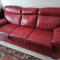 Divano 3 posti in pelle bordeaux