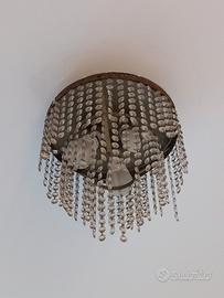 Lampadario vintage con pendagli in cristallo