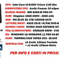 PC Fisso - Intel Core I3 9th - RAM 16GB - SSD 1TB