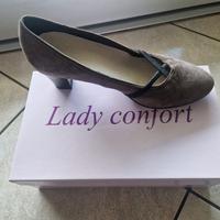 Scarpe donna n. 38 camoscio tortora Lady confort