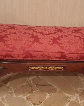 Panca in legno e seduta in vimini con cuscino