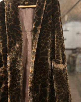 Cappotto vintage anni 70 eco pellicia leopardato