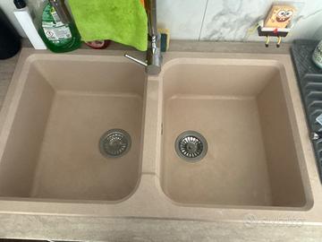 Lavello granito cucina doppia vasca color Avena