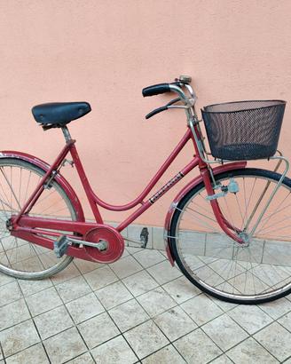 Bicicletta da 26 rossa con cesto meccanica perfett