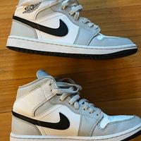 Air Jordan 1 Mid White Light Smoke Grey