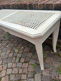 Panchetta shabby chic in legno e paglia di vienna