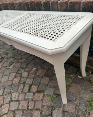 Panchetta shabby chic in legno e paglia di vienna