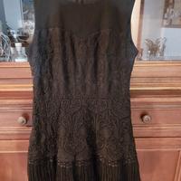 Vestitino nero pizzo e frange