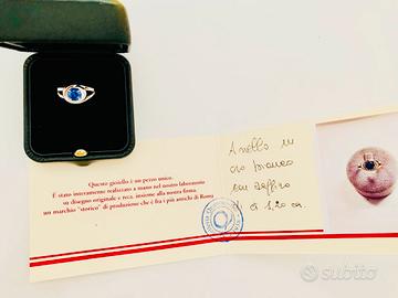 Anello in oro bianco e zaffiro di alto artigianato