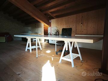 piano scrivania cm 360x120x6 legno bianco 
