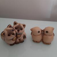 thun coppiette gattini siamesi e uccellini avorio 