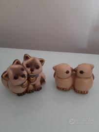 thun coppiette gattini siamesi e uccellini avorio 