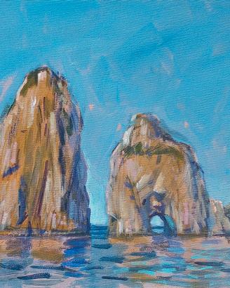 paesaggio Faraglioni Capri dipinto su tela