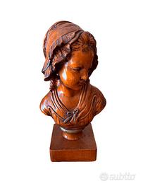 Busto femminile vintage in legno scolpito