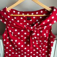 Vestito donna rosso a pois bianchi