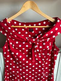 Vestito donna rosso a pois bianchi