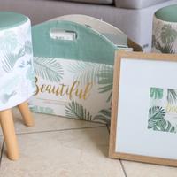 2 Sgabelli portariviste quadro tropicali