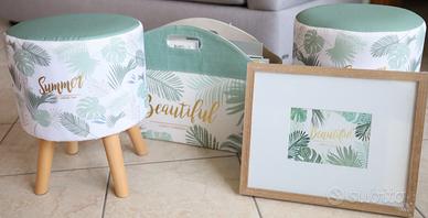 2 Sgabelli portariviste quadro tropicali