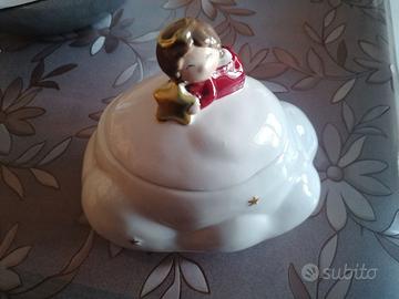 Portabiscotti Natale Ceramica Angelo