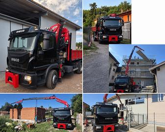 Iveco 140 ribaltabile e gru con jib + lama