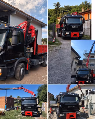 Iveco 140 ribaltabile e gru con jib + lama