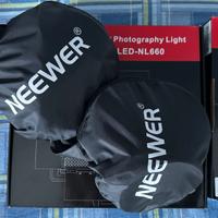 2 Faretti LED Neewer NL660 + softbox + batterie ex