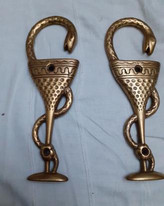 Antico caduceo bronzo  simbolo farmacie