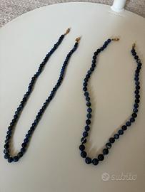 Coppia di collane in pietra dura blu