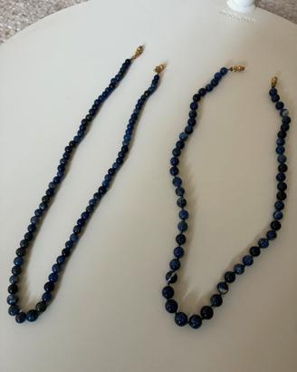 Coppia di collane in pietra dura blu