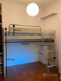 Letto a soppalco con materasso su misura