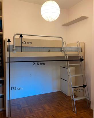 Letto a soppalco con materasso su misura