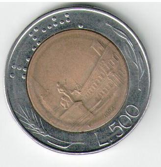 1 Moneta Rara Da 500 Lire Bimetallica Del 1986