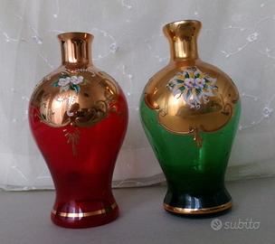 Set 2 vasetti  Murano, dipinti in oro zecchino.