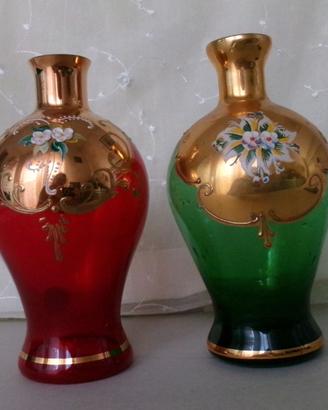 Set 2 vasetti  Murano, dipinti in oro zecchino.