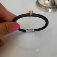 bracciale in pelle con svarovski rosé 