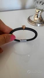 bracciale in pelle con svarovski rosé 