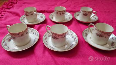servizio 6 tazzine con piattini porcellana bavaria