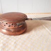 Antico scaldino scaldaletto rame '900 arte rurale