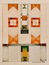 Dipinto geometrico astratto vintage opera quadro