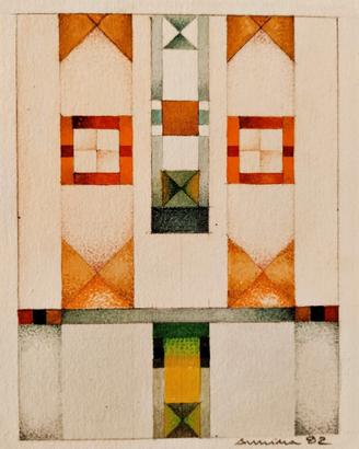 Dipinto geometrico astratto vintage opera quadro